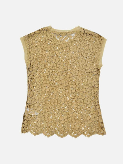 Pre - loved DOLCE & GABBANA Sleeveless Beige Lace Top at Reems Closet