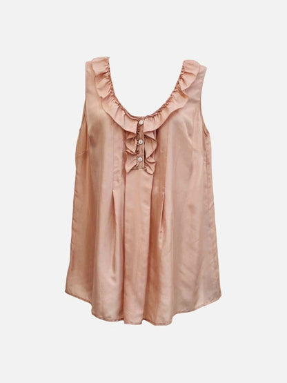 Pre - loved DOLCE & GABBANA Sleeveless Pink Ruffled Top at Reems Closet