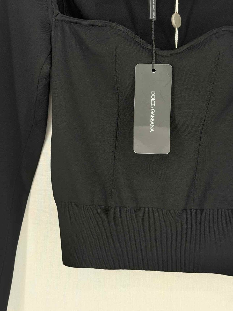 Pre - loved DOLCE & GABBANA Square Neck Black Size US 2 Jumper at Reems Closet