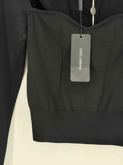 Pre - loved DOLCE & GABBANA Square Neck Black Size US 2 Jumper at Reems Closet