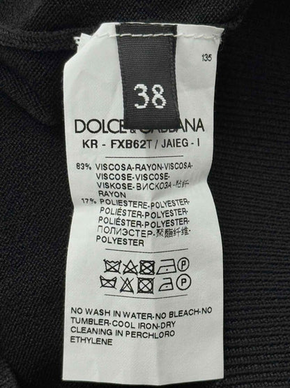 Pre - loved DOLCE & GABBANA Square Neck Black Size US 2 Jumper at Reems Closet