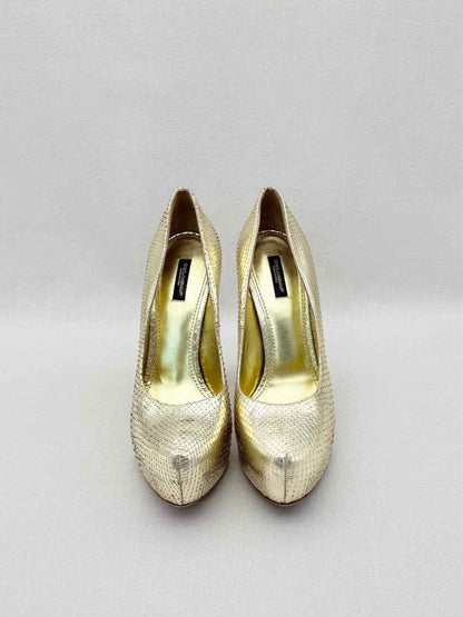 Pre-loved DOLCE & GABBANA Stiletto Metallic Gold Size EU 40 Pumps at Reems Closet