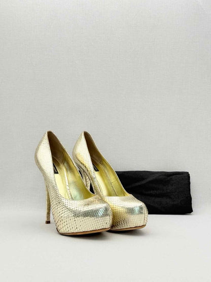 Pre-loved DOLCE & GABBANA Stiletto Metallic Gold Size EU 40 Pumps at Reems Closet