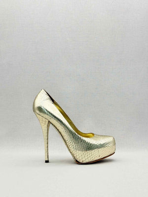 Pre-loved DOLCE & GABBANA Stiletto Metallic Gold Size EU 40 Pumps at Reems Closet