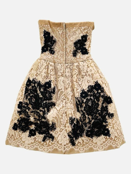 Pre-loved DOLCE & GABBANA Strapless Beige & Black Mini Dress from Reems Closet