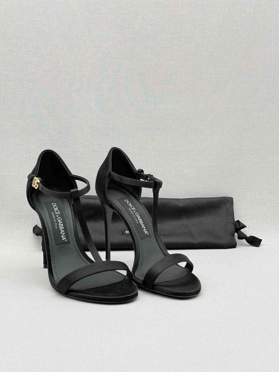 Pre - loved DOLCE & GABBANA T - strap Black Size EU 37 Heeled Sandals at Reems Closet