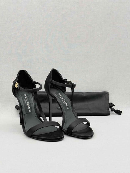 Pre - loved DOLCE & GABBANA T - strap Black Size EU 37 Heeled Sandals at Reems Closet