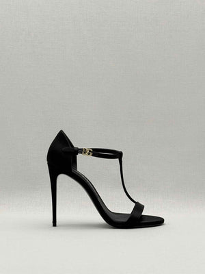 Pre - loved DOLCE & GABBANA T - strap Black Size EU 37 Heeled Sandals at Reems Closet