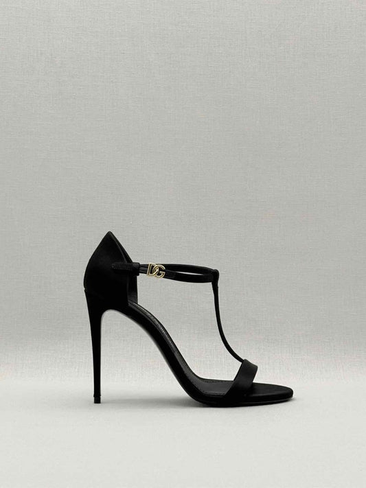 Pre - loved DOLCE & GABBANA T - strap Black Size EU 37 Heeled Sandals at Reems Closet