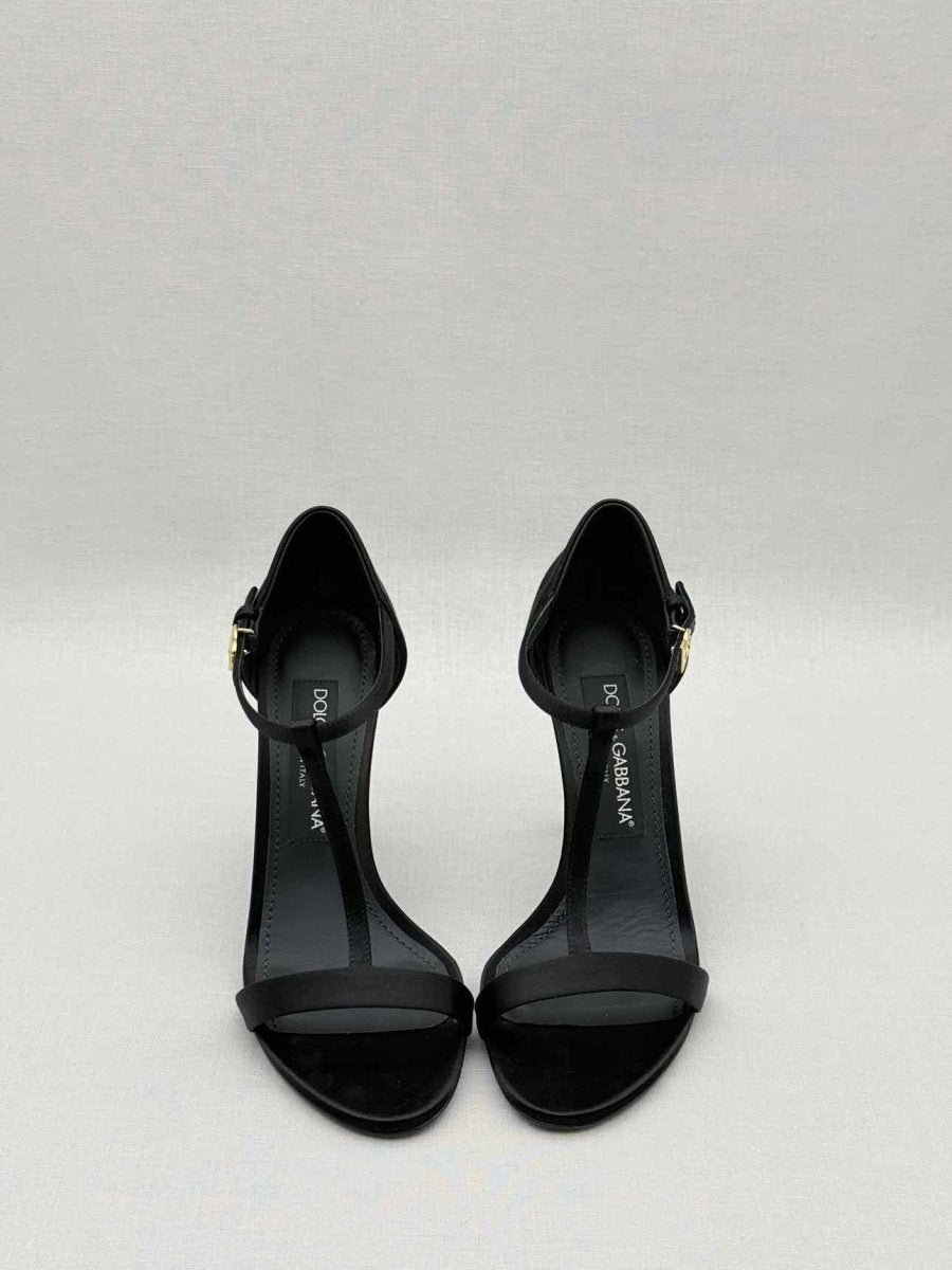 Pre - loved DOLCE & GABBANA T - strap Black Size EU 37 Heeled Sandals at Reems Closet