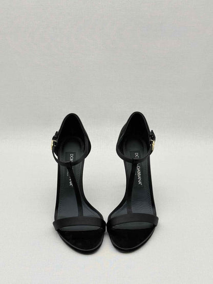 Pre - loved DOLCE & GABBANA T - strap Black Size EU 37 Heeled Sandals at Reems Closet