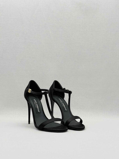 Pre - loved DOLCE & GABBANA T - strap Black Size EU 37 Heeled Sandals at Reems Closet