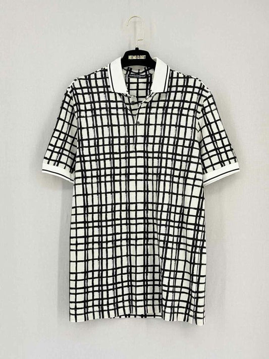 Pre-loved DOLCE & GABBANA White & Black Size 48 Polo Shirt at Reems Closet