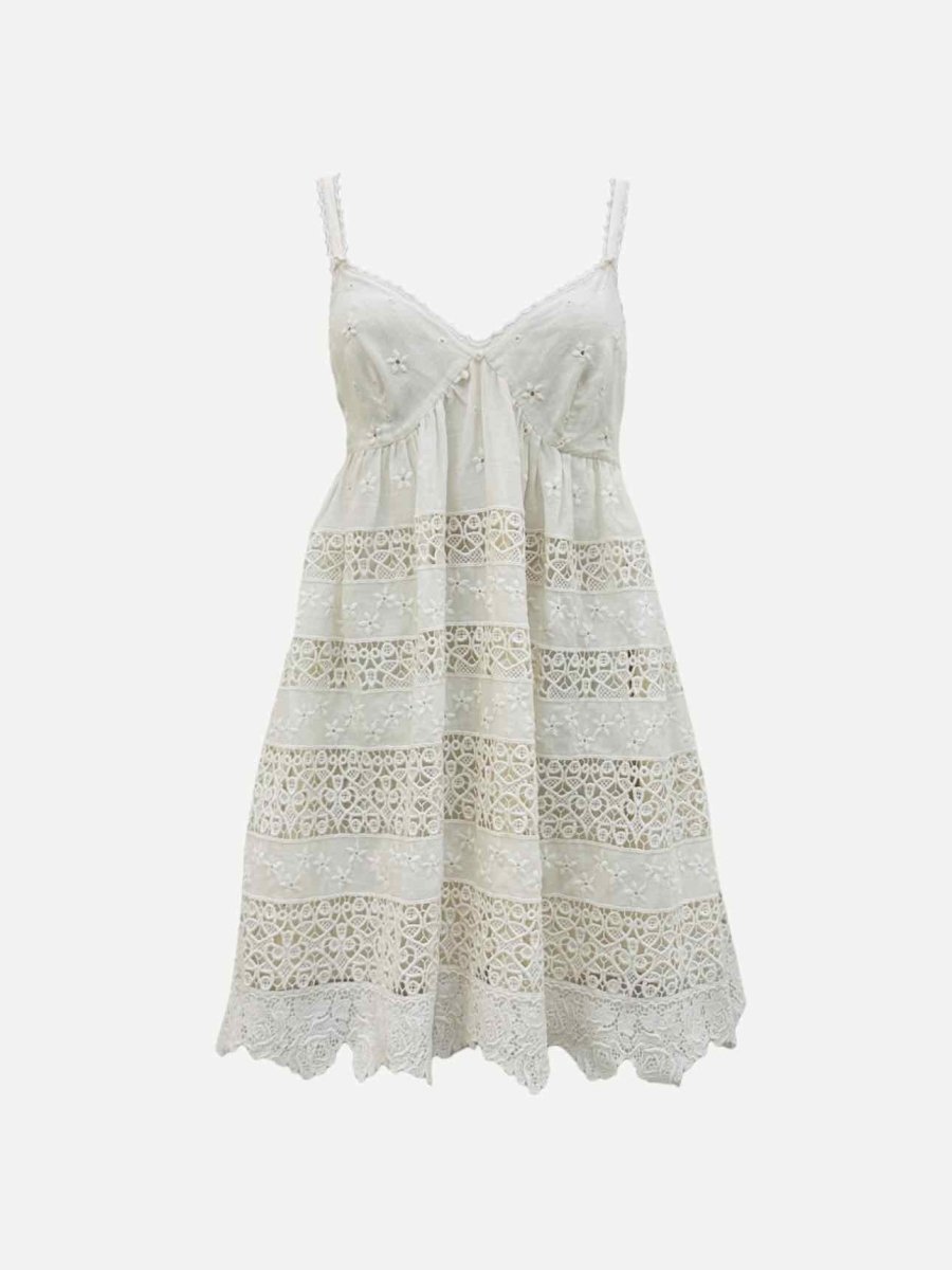 Pre - loved DOLCE & GABBANA White Eyelet Mini Dress at Reems Closet