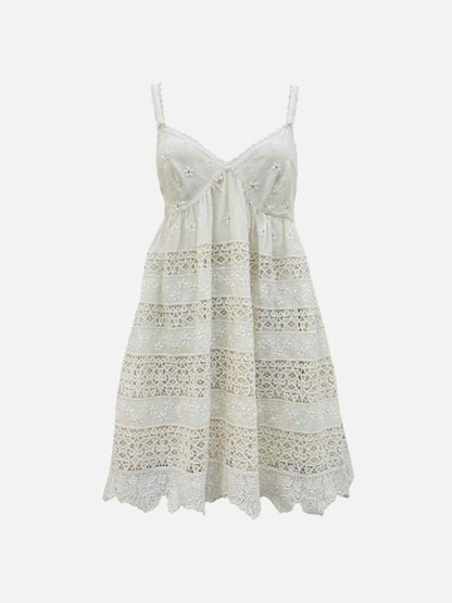 Pre - loved DOLCE & GABBANA White Eyelet Mini Dress at Reems Closet