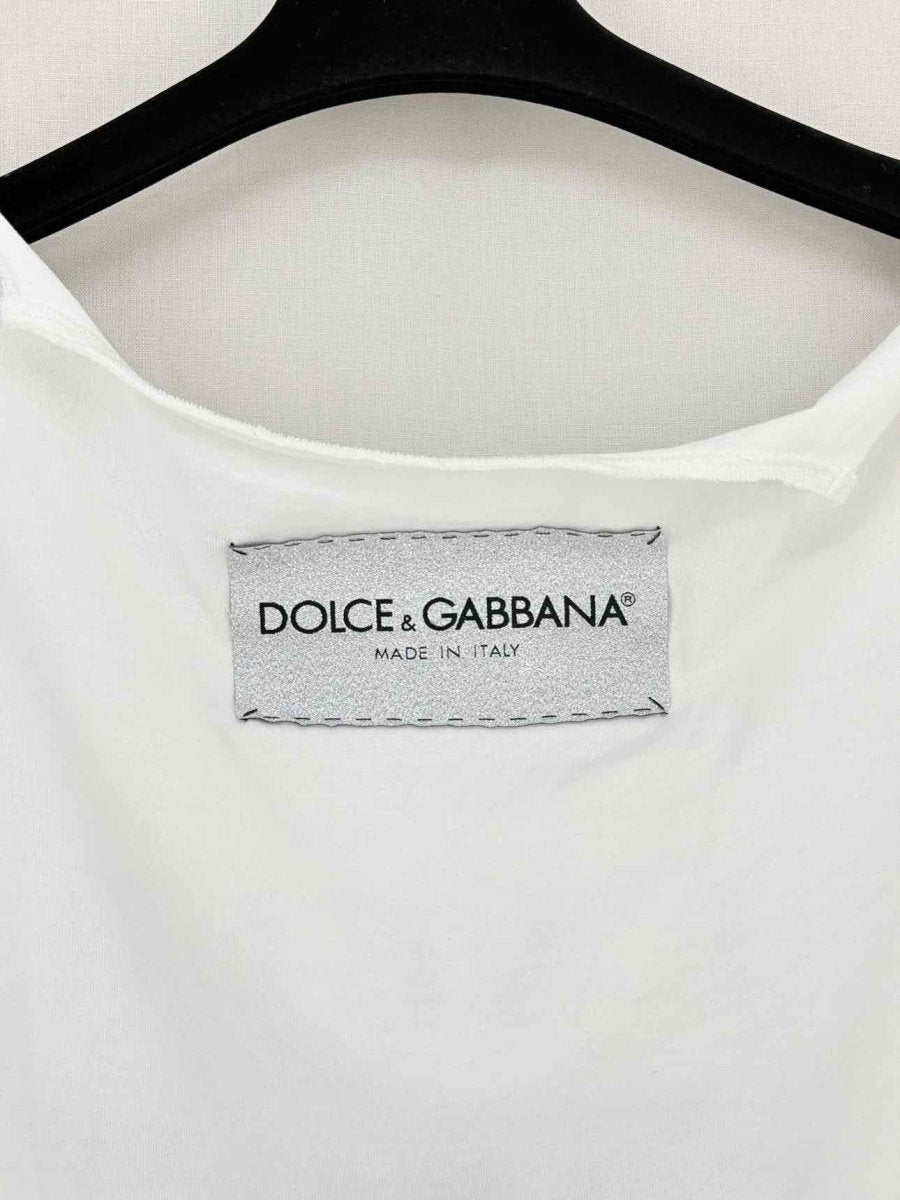 Pre - loved DOLCE & GABBANA White Graphic Print Size Medium Top at Reems Closet