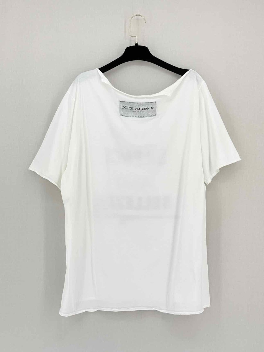 Pre - loved DOLCE & GABBANA White Graphic Print Size Medium Top at Reems Closet