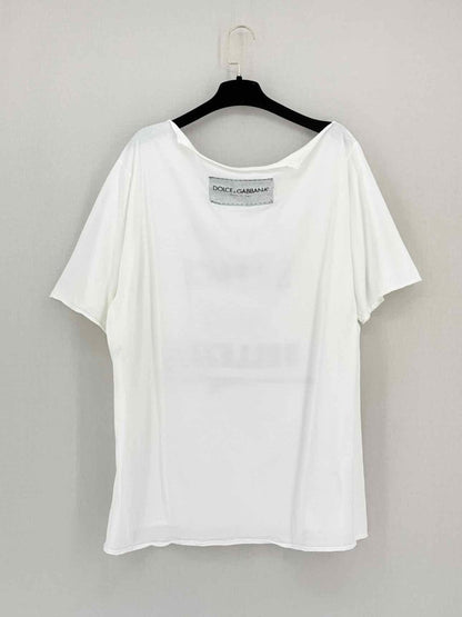 Pre - loved DOLCE & GABBANA White Graphic Print Size Medium Top at Reems Closet