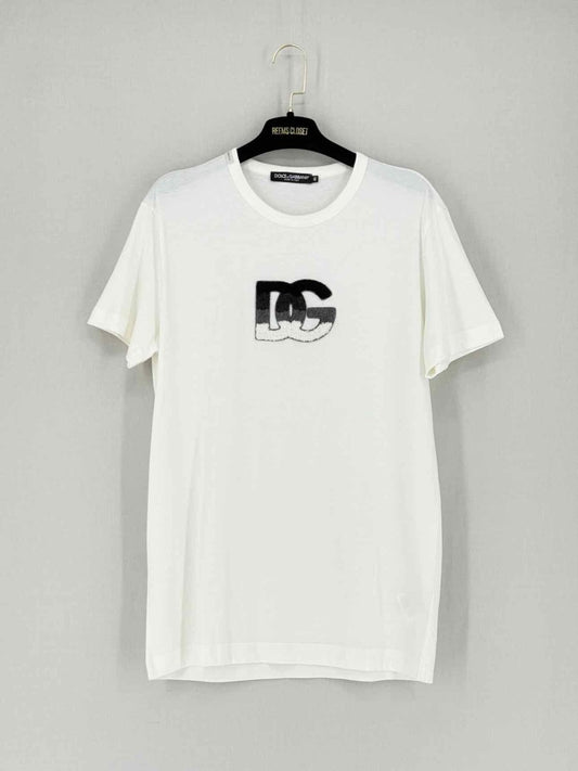 Pre - loved DOLCE & GABBANA White Logo Print Size XL T-shirt at Reems Closet