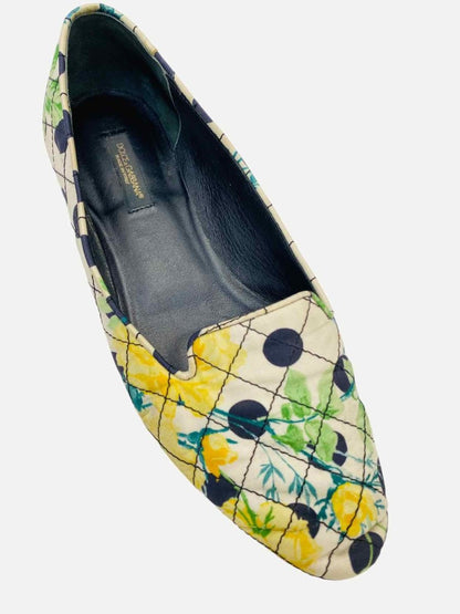 Pre - loved DOLCE & GABBANA White Multicolor Ballet Flats at Reems Closet