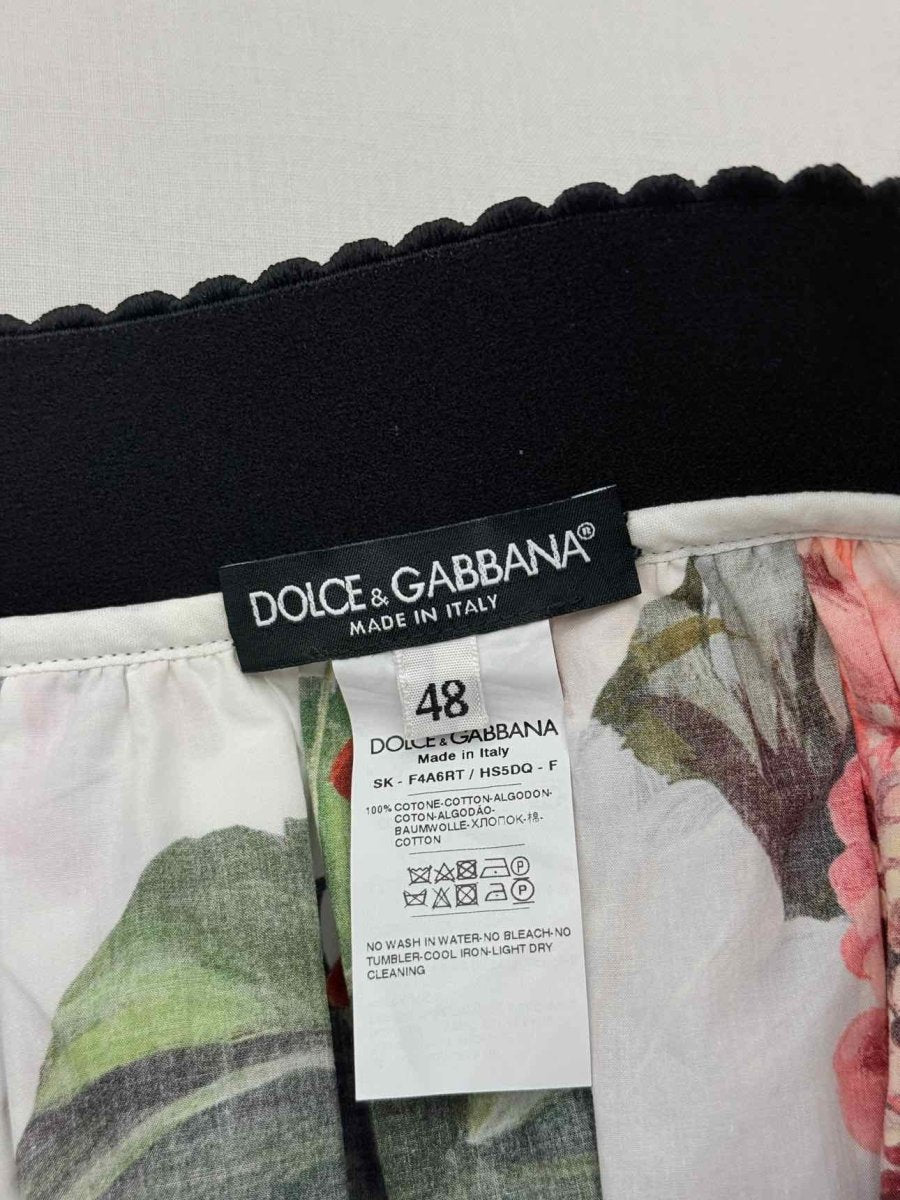 Pre-loved DOLCE & GABBANA White Multicolor Size US 12 Midi Skirt at Reems Closet