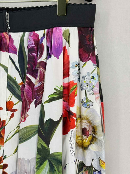Pre-loved DOLCE & GABBANA White Multicolor Size US 12 Midi Skirt at Reems Closet