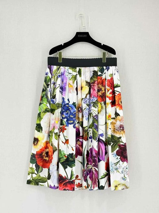 Pre-loved DOLCE & GABBANA White Multicolor Size US 12 Midi Skirt at Reems Closet