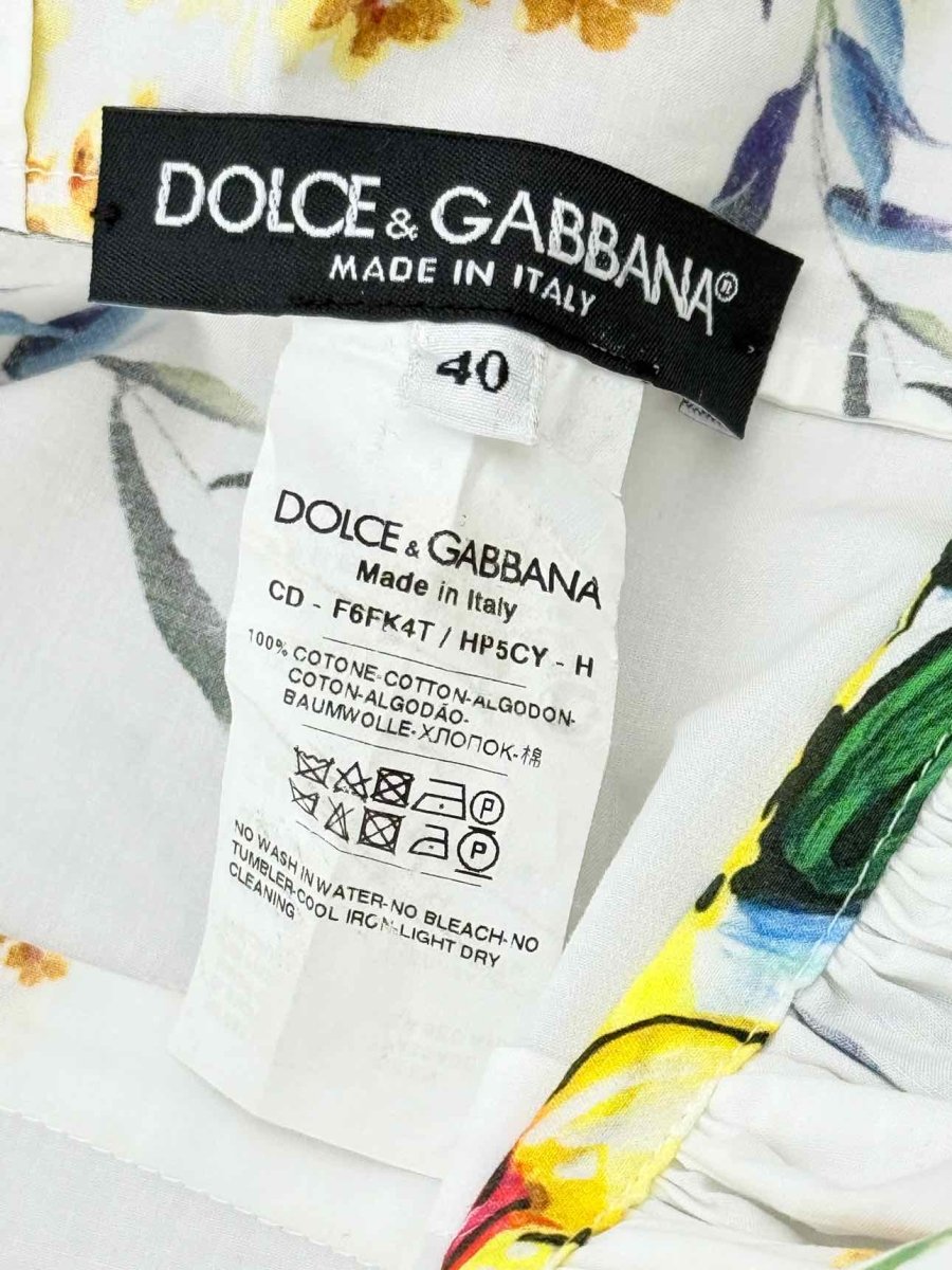 Pre - loved DOLCE & GABBANA White Multicolor Size US 4 Midi Dress at Reems Closet