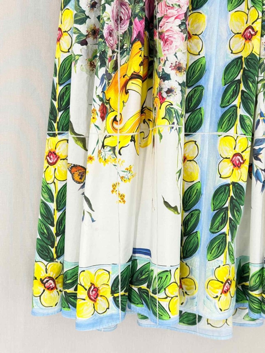 Pre - loved DOLCE & GABBANA White Multicolor Size US 4 Midi Dress at Reems Closet
