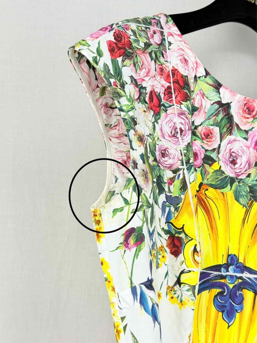 Pre - loved DOLCE & GABBANA White Multicolor Size US 4 Midi Dress at Reems Closet