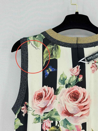 Pre - loved DOLCE & GABBANA White Multicolor Size US 6 Top at Reems Closet