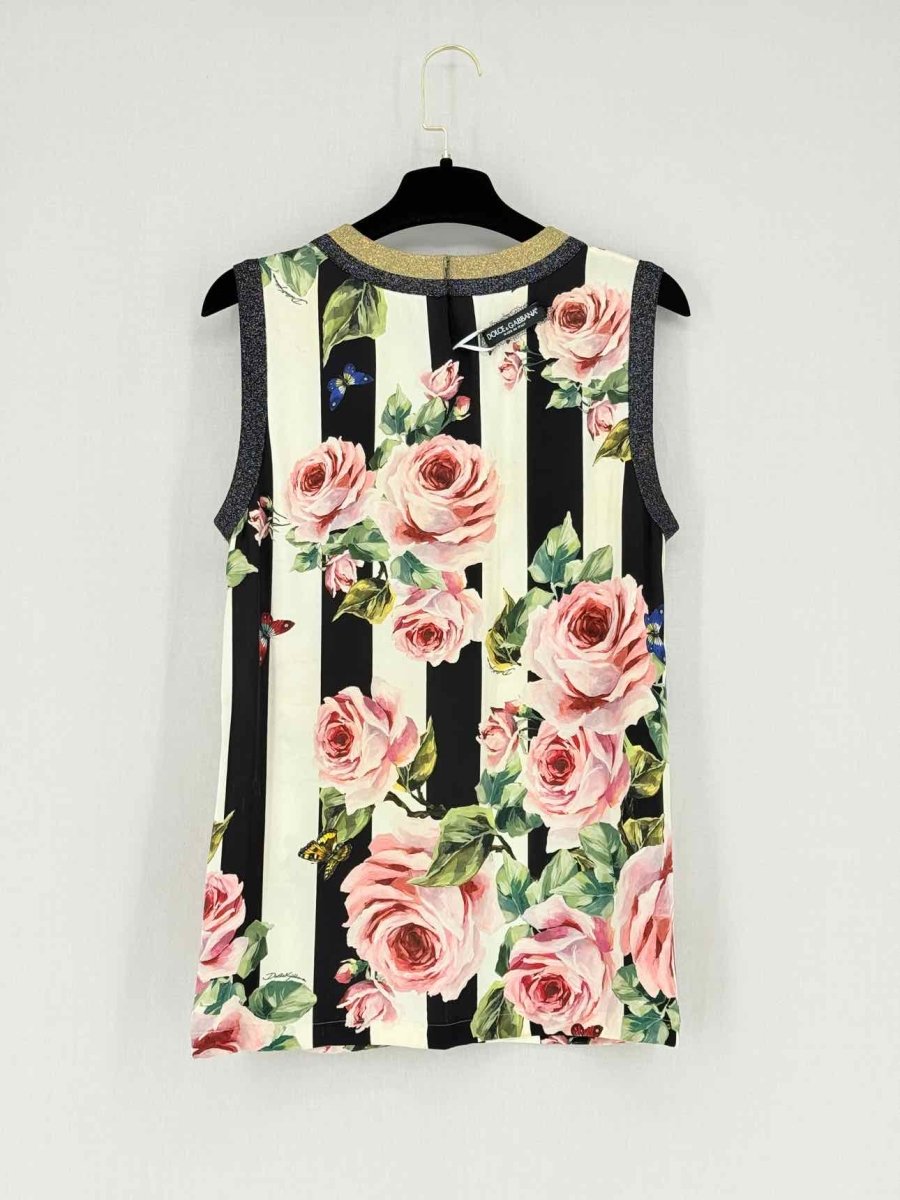 Pre - loved DOLCE & GABBANA White Multicolor Size US 6 Top at Reems Closet