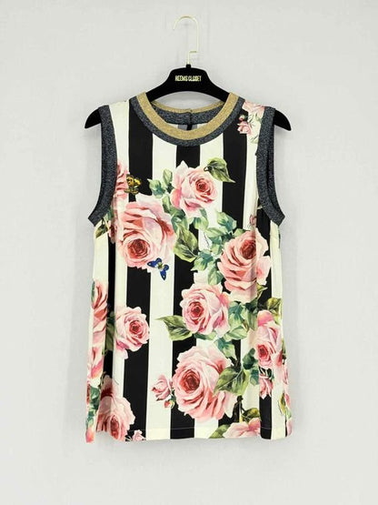 Pre - loved DOLCE & GABBANA White Multicolor Size US 6 Top at Reems Closet
