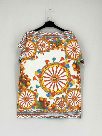 Pre - loved DOLCE & GABBANA White Multicolor Size US 8 Short Dress at Reems Closet