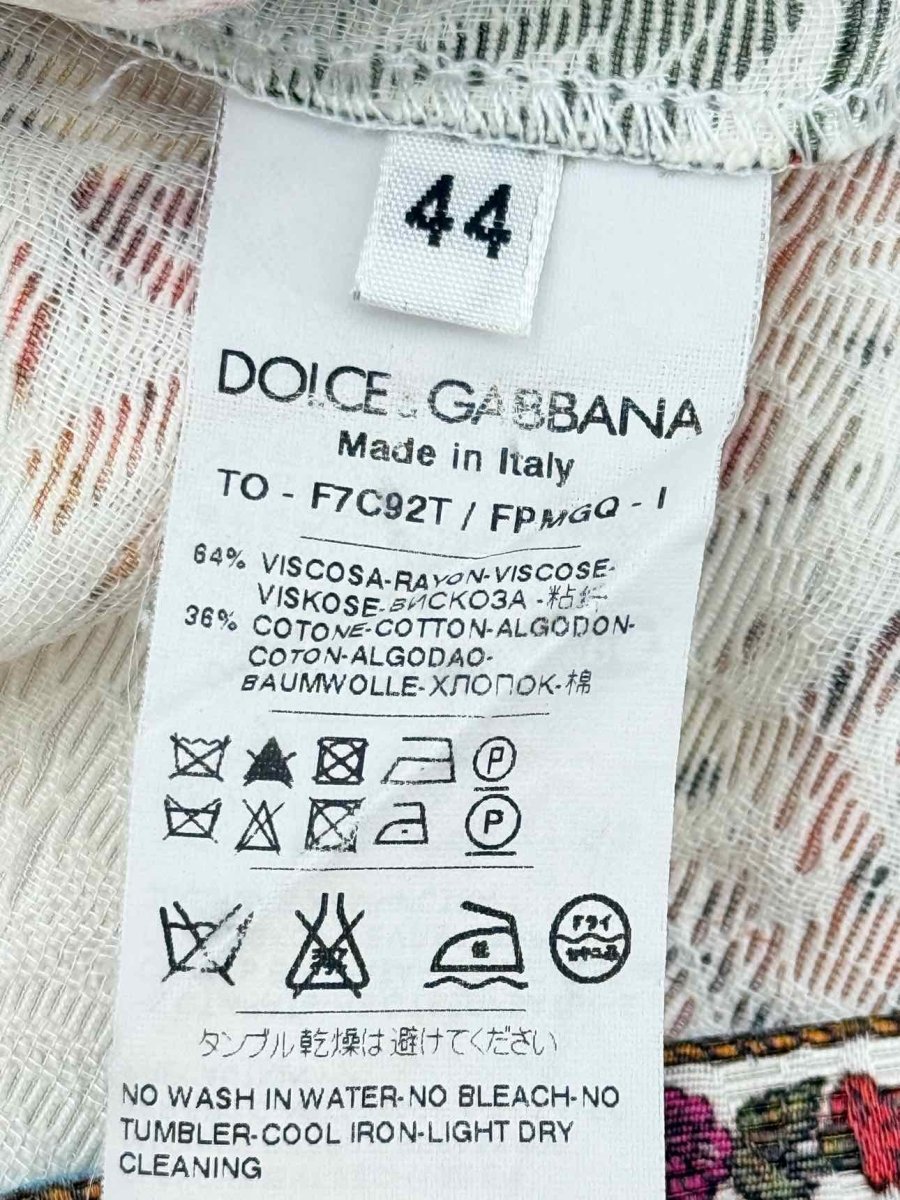 Pre - loved DOLCE & GABBANA White Multicolor Size US 8 Short Dress at Reems Closet