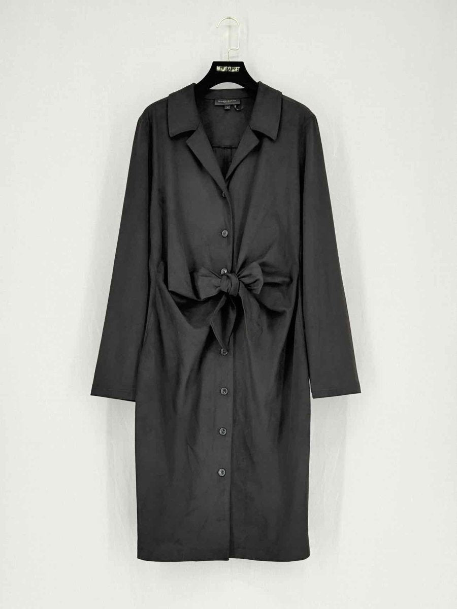 Pre - loved DONNA KARAN Tie Front Black Size US 8 Knee Length Dress at Reems Closet