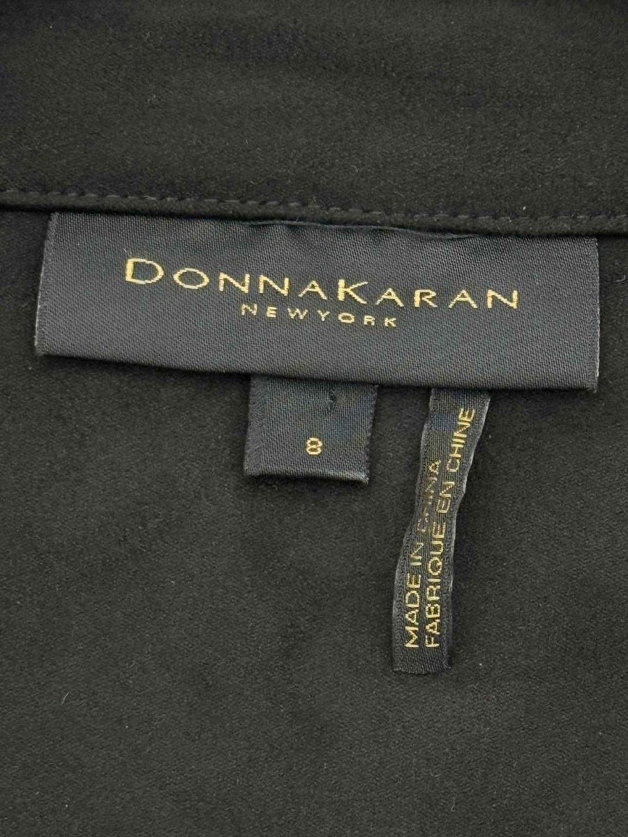 Pre - loved DONNA KARAN Tie Front Black Size US 8 Knee Length Dress at Reems Closet