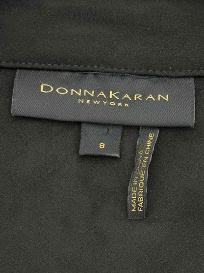 Pre - loved DONNA KARAN Tie Front Black Size US 8 Knee Length Dress at Reems Closet