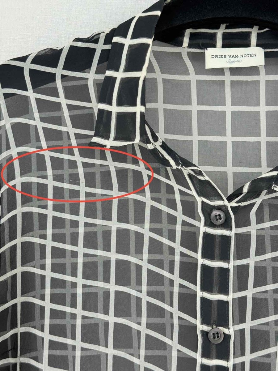 Pre - loved DRIES VAN NOTEN Black & White Check Size US 4 Top at Reems Closet