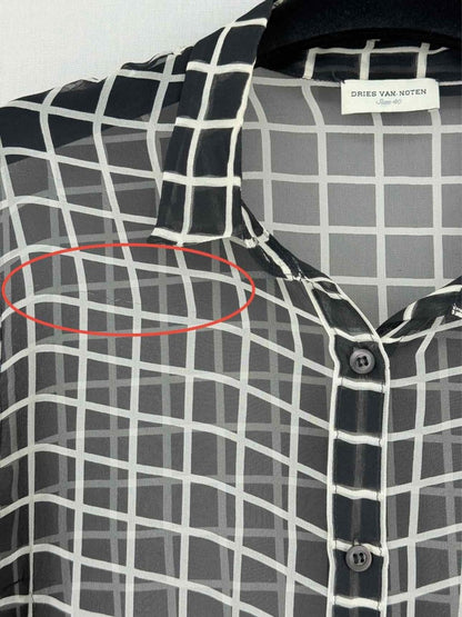 Pre - loved DRIES VAN NOTEN Black & White Check Size US 4 Top at Reems Closet