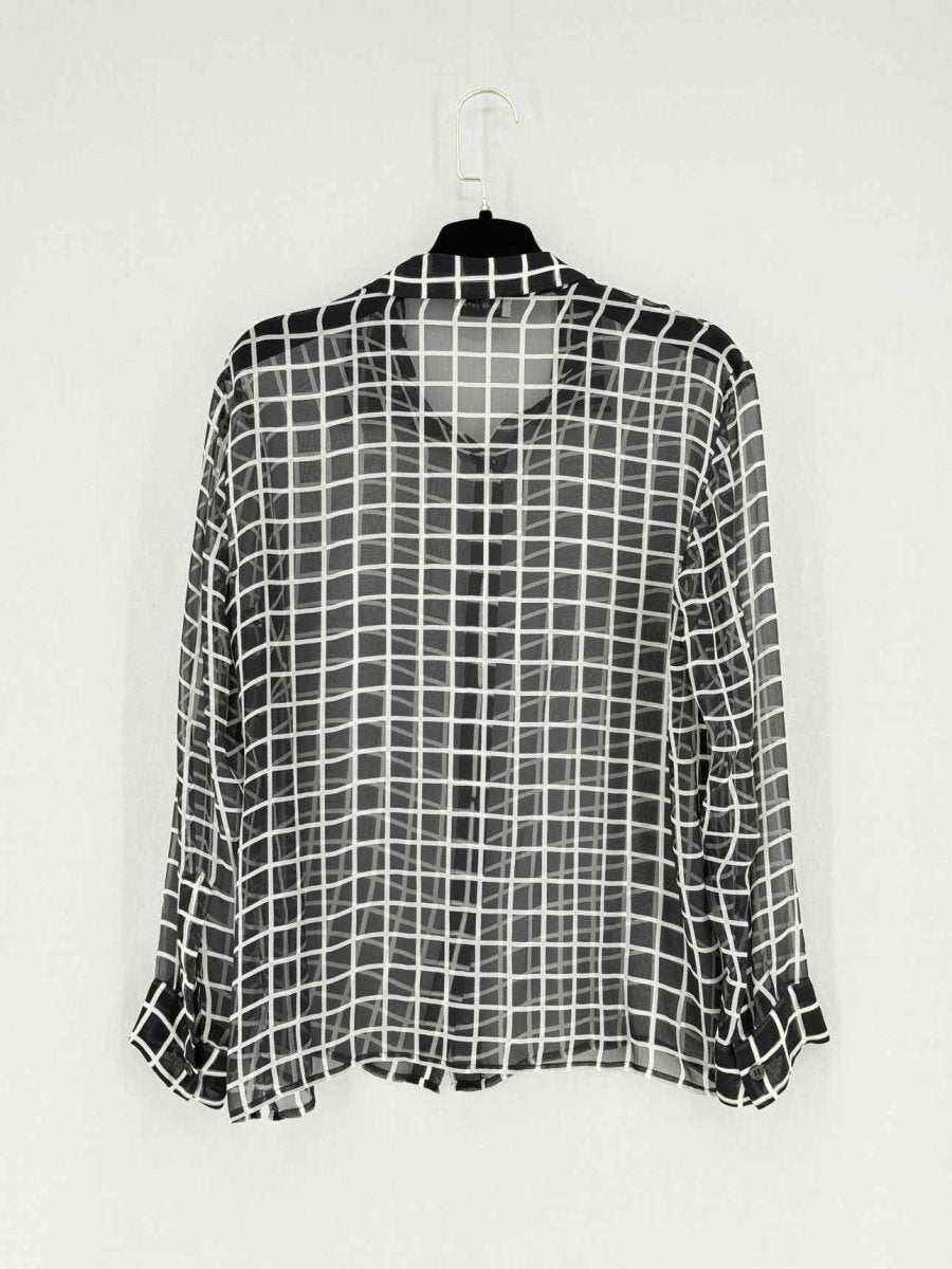 Pre - loved DRIES VAN NOTEN Black & White Check Size US 4 Top at Reems Closet