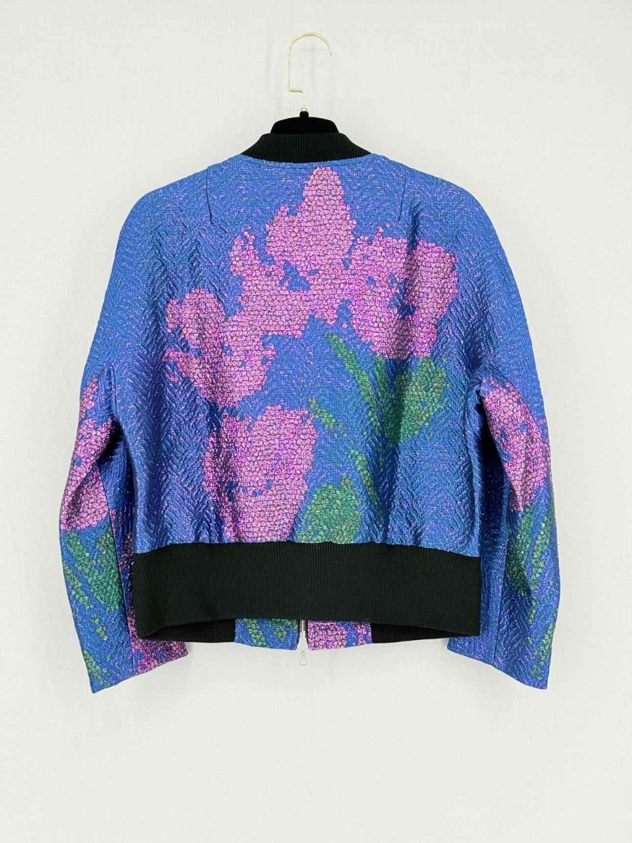Pre - loved DRIES VAN NOTEN Blue Multicolor Jacquard Jacket at Reems Closet