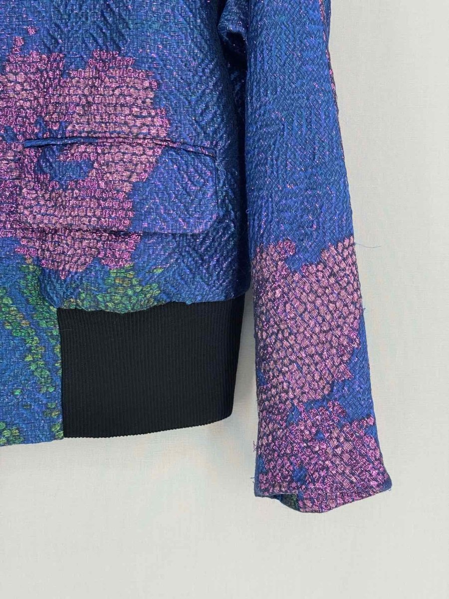 Pre - loved DRIES VAN NOTEN Blue Multicolor Jacquard Jacket at Reems Closet