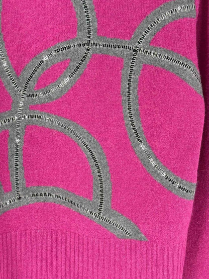Pre - loved DRIES VAN NOTEN Fuchsia & Grey Size Large Sweater at Reems Closet