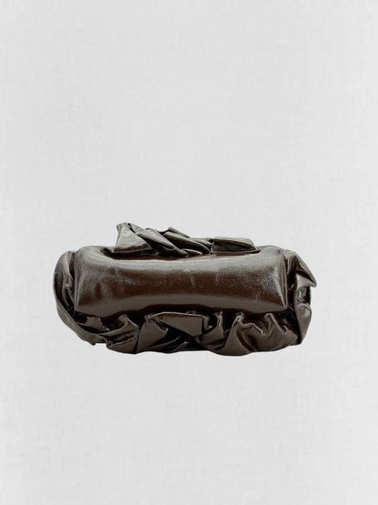 Pre - loved DRIES VAN NOTEN Ruffle Brown Clutch at Reems Closet
