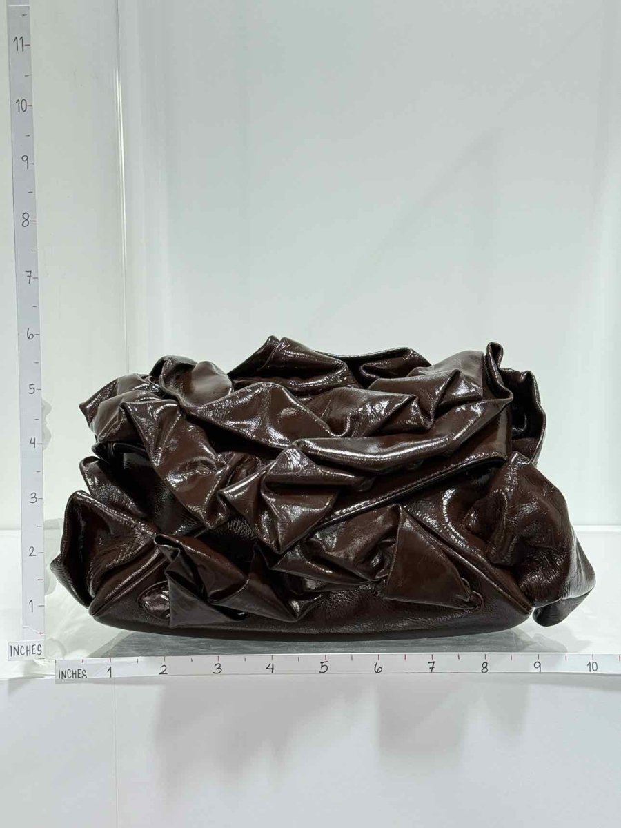 Pre - loved DRIES VAN NOTEN Ruffle Brown Clutch at Reems Closet
