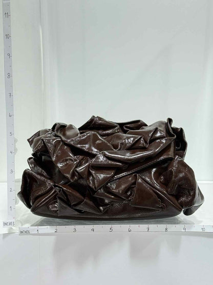 Pre - loved DRIES VAN NOTEN Ruffle Brown Clutch at Reems Closet