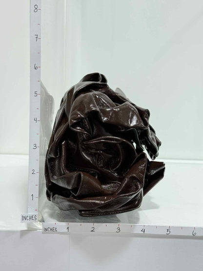 Pre - loved DRIES VAN NOTEN Ruffle Brown Clutch at Reems Closet