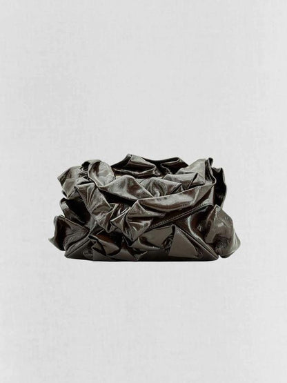 Pre - loved DRIES VAN NOTEN Ruffle Brown Clutch at Reems Closet