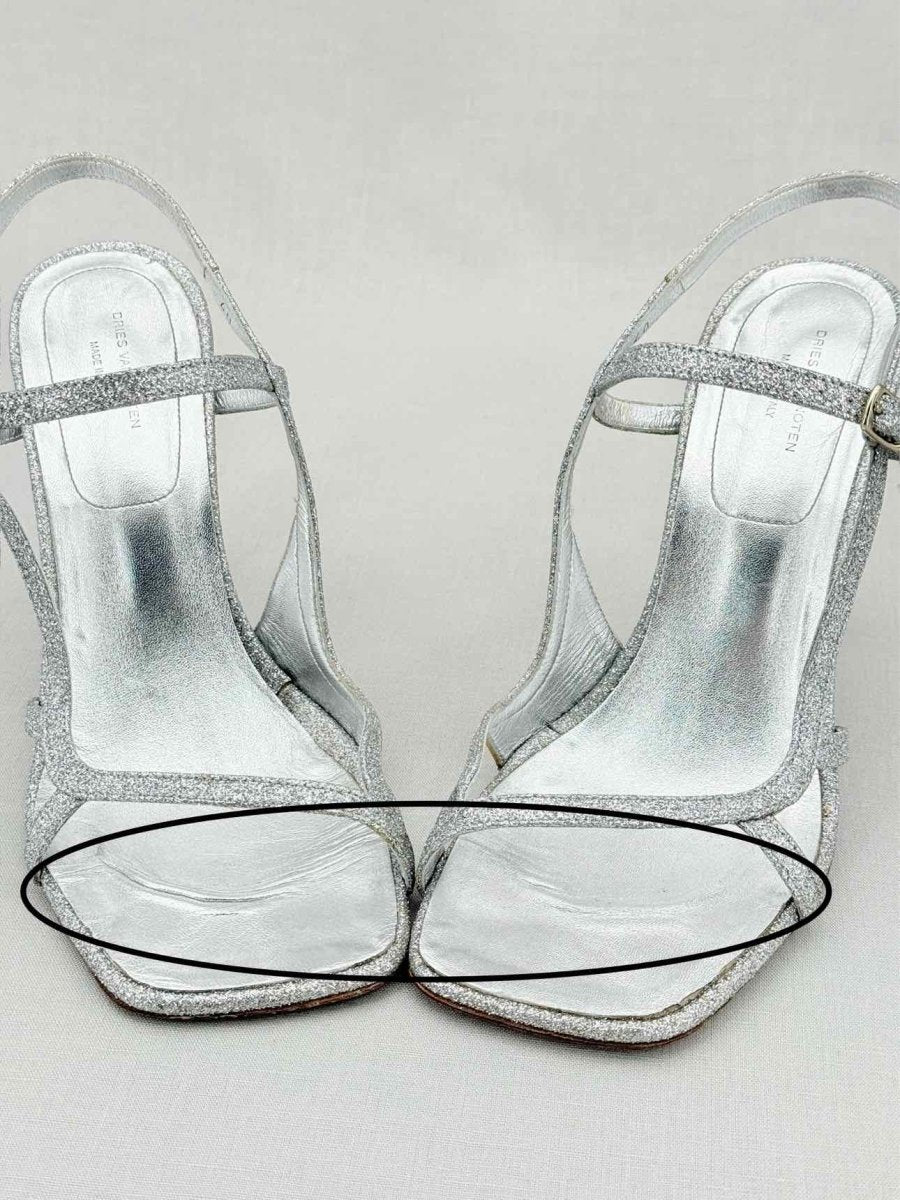 Pre - loved DRIES VAN NOTEN Silver Size EU 40 Heeled Sandals at Reems Closet